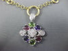 LARGE 3.70CT DIAMOND & AAA MULTI GEM 14KT 2 TONE GOLD 3D FLOWER LARIAT NECKLACE