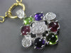 LARGE 3.70CT DIAMOND & AAA MULTI GEM 14KT 2 TONE GOLD 3D FLOWER LARIAT NECKLACE