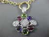 LARGE 3.70CT DIAMOND & AAA MULTI GEM 14KT 2 TONE GOLD 3D FLOWER LARIAT NECKLACE