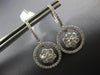 1.90CT DIAMOND 14KT WHITE GOLD 3D CLUSTER FLOWER CIRCLE OF LIFE HANGING EARRINGS