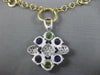 LARGE 3.70CT DIAMOND & AAA MULTI GEM 14KT 2 TONE GOLD 3D FLOWER LARIAT NECKLACE