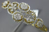 WIDE 1.25CT DIAMOND 14KT YELLOW GOLD MULTI FLOWER OPEN FILIGREE BANGLE BRACELET