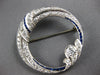 ANTIQUE LARGE 2.7CT OLD MIN DIAMOND & AAA SAPPHIRE PLATINUM CIRCULAR PIN PENDANT