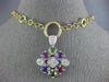 LARGE 3.70CT DIAMOND & AAA MULTI GEM 14KT 2 TONE GOLD 3D FLOWER LARIAT NECKLACE
