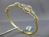 WIDE 1.25CT DIAMOND 14KT YELLOW GOLD MULTI FLOWER OPEN FILIGREE BANGLE BRACELET