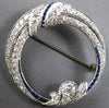 ANTIQUE LARGE 2.7CT OLD MIN DIAMOND & AAA SAPPHIRE PLATINUM CIRCULAR PIN PENDANT