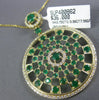 LARGE 4.11CT DIAMOND & AAA EMERALD 14K YELLOW GOLD 3D STARBURST CIRCULAR PENDANT