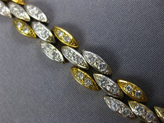 ANTIQUE WIDE 3.0CT DIAMOND 18KT 2 TONE GOLD MARQUISE PAVE TENNIS BRACELET #1491