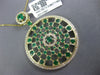 LARGE 4.11CT DIAMOND & AAA EMERALD 14K YELLOW GOLD 3D STARBURST CIRCULAR PENDANT