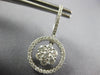 1.90CT DIAMOND 14KT WHITE GOLD 3D CLUSTER FLOWER CIRCLE OF LIFE HANGING EARRINGS