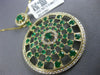 LARGE 4.11CT DIAMOND & AAA EMERALD 14K YELLOW GOLD 3D STARBURST CIRCULAR PENDANT