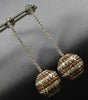 EXTRA LARGE 14.05CT WHITE & MOCHA DIAMOND 14KT WHITE GOLD HANGING BALL EARRINGS