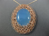 LARGE 14.0CT AAA BLUE CHALCEDONY 14KT ROSE GOLD FILIGREE OVAL FLOATING PENDANT