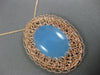 LARGE 14.0CT AAA BLUE CHALCEDONY 14KT ROSE GOLD FILIGREE OVAL FLOATING PENDANT