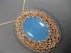 LARGE 14.0CT AAA BLUE CHALCEDONY 14KT ROSE GOLD FILIGREE OVAL FLOATING PENDANT