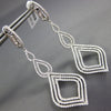 ESTATE EXTRA LARGE 2.17CT DIAMOND 18K WHITE GOLD TEAR DROP LEAF HANGING EARRINGS