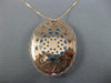 LARGE 14.0CT AAA BLUE CHALCEDONY 14KT ROSE GOLD FILIGREE OVAL FLOATING PENDANT