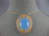 LARGE 14.0CT AAA BLUE CHALCEDONY 14KT ROSE GOLD FILIGREE OVAL FLOATING PENDANT