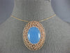 LARGE 14.0CT AAA BLUE CHALCEDONY 14KT ROSE GOLD FILIGREE OVAL FLOATING PENDANT