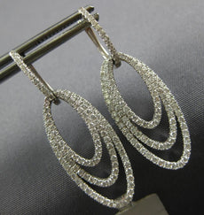 EXTRA LARGE 2.0CT DIAMOND 14KT WHITE GOLD DOUBLE OVAL TEAR DROP HANGING EARRINGS