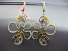 LARGE 3.45CT DIAMOND & AAA MULTI GEM 14KT YELLOW GOLD 3D FLOWER HANGING EARRINGS