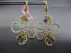 LARGE 3.45CT DIAMOND & AAA MULTI GEM 14KT YELLOW GOLD 3D FLOWER HANGING EARRINGS