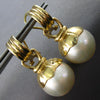 ESTATE LARGE AAA MABE PEARL 14KT YELLOW GOLD FLORAL FUN CLIP ON HANGING EARRINGS