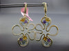 LARGE 3.45CT DIAMOND & AAA MULTI GEM 14KT YELLOW GOLD 3D FLOWER HANGING EARRINGS