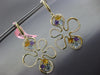 LARGE 3.45CT DIAMOND & AAA MULTI GEM 14KT YELLOW GOLD 3D FLOWER HANGING EARRINGS