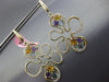 LARGE 3.45CT DIAMOND & AAA MULTI GEM 14KT YELLOW GOLD 3D FLOWER HANGING EARRINGS