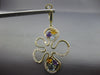 LARGE 3.45CT DIAMOND & AAA MULTI GEM 14KT YELLOW GOLD 3D FLOWER HANGING EARRINGS