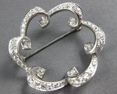 ANTIQUE LARGE 2.10CT DIAMOND PLATINUM 3D CLASSIC OPEN FLOWER PIN PENDANT