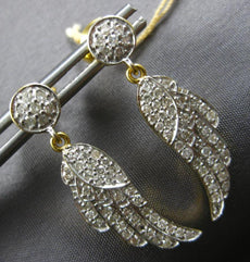 ESTATE .88CT DIAMOND 14K 2 TONE GOLD MULTI LEAF CIRCULAR HANGING EARRINGS #27881