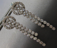 LARGE 1.80CT DIAMOND 14KT WHITE GOLD 3D TWO ROW CIRCULAR HANGING EARRINGS #27944