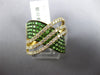 LARGE 1.61CT DIAMOND & AAA TSAVORITE 18KT YELLOW GOLD MULTI ROW CRISS CROSS RING