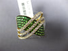 LARGE 1.61CT DIAMOND & AAA TSAVORITE 18KT YELLOW GOLD MULTI ROW CRISS CROSS RING