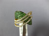 LARGE 1.61CT DIAMOND & AAA TSAVORITE 18KT YELLOW GOLD MULTI ROW CRISS CROSS RING
