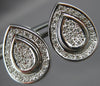 ESTATE LARGE .80CT DIAMOND 18KT WHITE GOLD 3D TEAR DROP HUGGIE HANGING EARRINGS