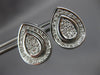 ESTATE LARGE .80CT DIAMOND 18KT WHITE GOLD 3D TEAR DROP HUGGIE HANGING EARRINGS