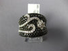 LARGE 1.78CT WHITE & BLACK DIAMOND 18KT WHITE GOLD 3D MULTI ROW DOME FLOWER RING