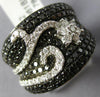 LARGE 1.78CT WHITE & BLACK DIAMOND 18KT WHITE GOLD 3D MULTI ROW DOME FLOWER RING