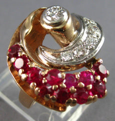 ANTIQUE LARGE 1.95CT DIAMOND & AAA RUBY 14KT ROSE GOLD CLASSIC FUN RING #27945