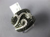LARGE 1.78CT WHITE & BLACK DIAMOND 18KT WHITE GOLD 3D MULTI ROW DOME FLOWER RING