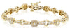 ESTATE 1.35CT DIAMOND 14KT YELLOW GOLD 3D CLUSTER SQUARE FUN TENNIS BRACELET