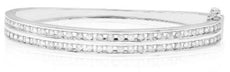 1.95CT DIAMOND 14KT WHITE GOLD CLASSIC 2 ROW SEMI ETERNITY CUFF BANGLE BRACELET