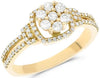 ESTATE .49CT DIAMOND 14KT YELLOW GOLD 3D TWO ROW FLOWER FUN RING
