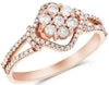 ESTATE .51CT DIAMOND 14KT ROSE GOLD 3D FLOWER FUN RING