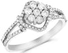 ESTATE .49CT DIAMOND 14KT WHITE GOLD 3D FLOWER FUN RING