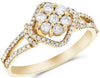 ESTATE .51CT DIAMOND 14KT YELLOW GOLD 3D FLOWER FUN RING