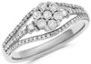 ESTATE .52CT DIAMOND 14KT WHITE GOLD 3D THREE ROW FLOWER FUN RING